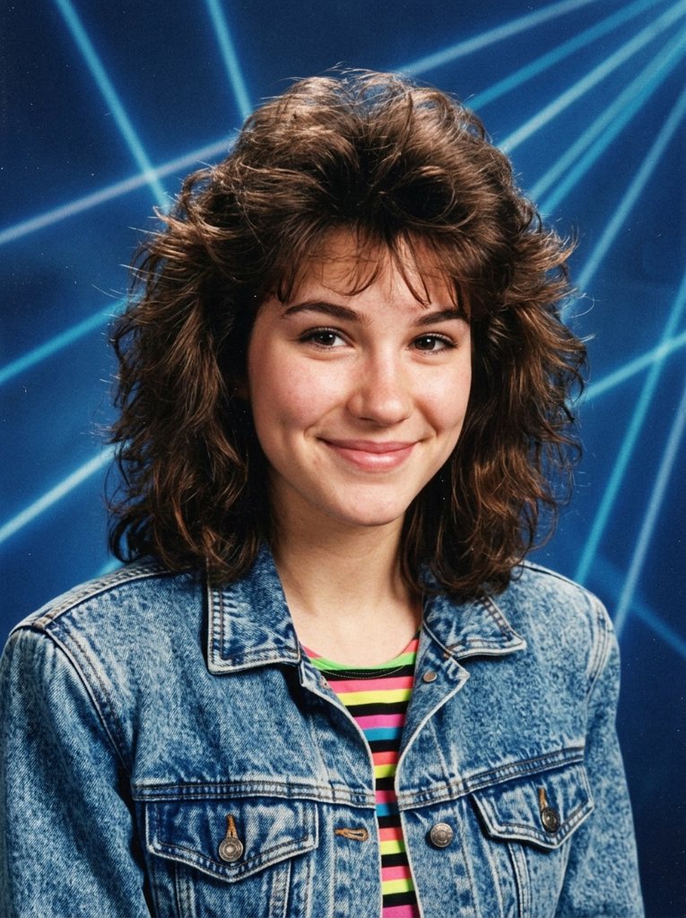 AI yearbook photo in 1980s style